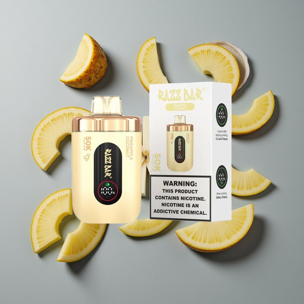 Ananas Kokos Razz Bar 50K Puffs Engångsvape Vape wholesale Sweden Typ-C Laddningsbar 2% Nikotin