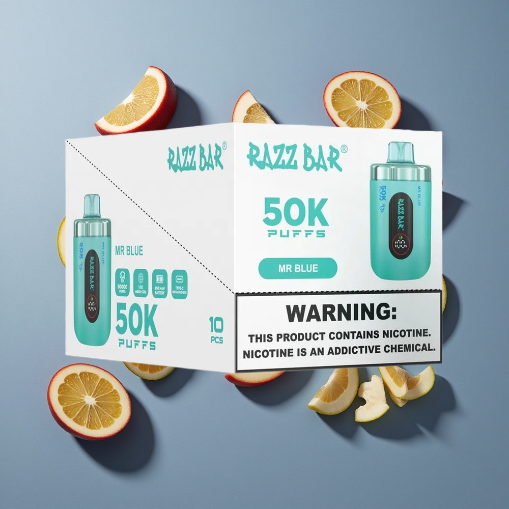 Blåbär & Hallon Razz Bar 50 000 Puffs vape wholesale Sweden Typ-C & 650mAh