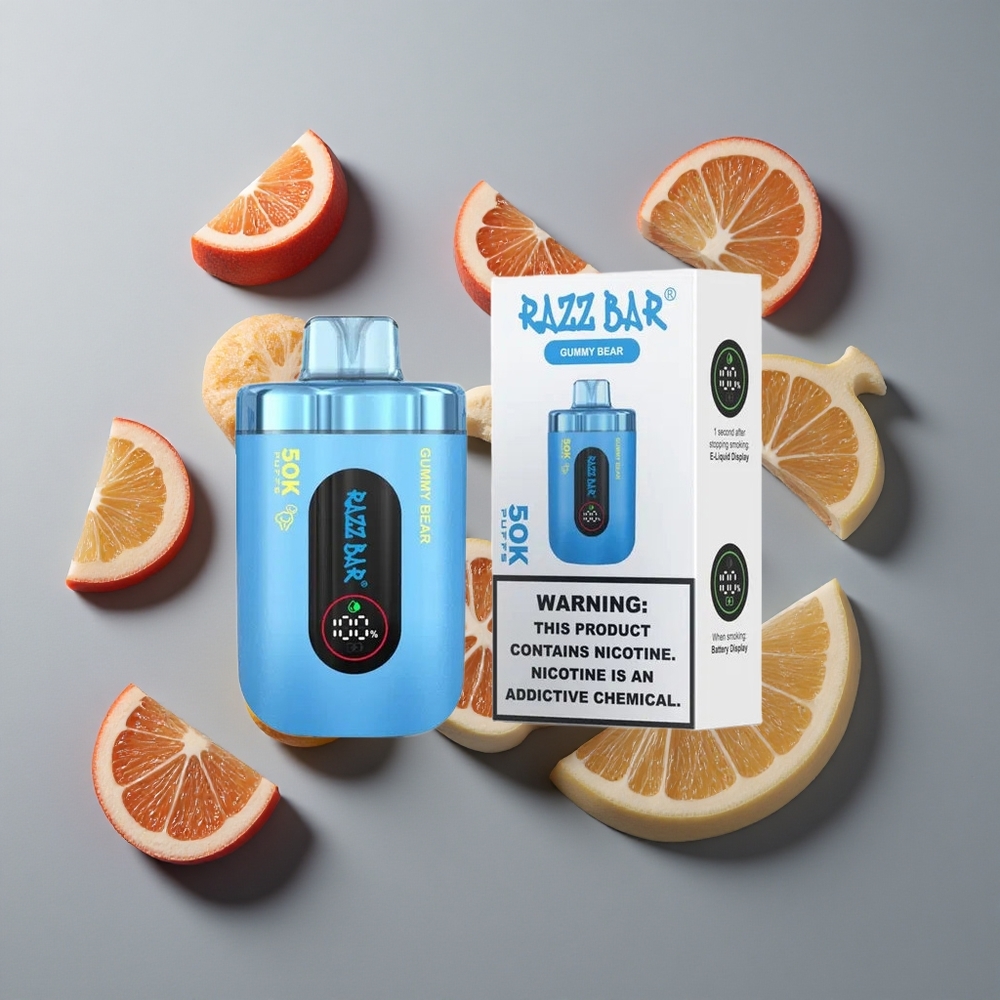 Godisbjörn & Hallon Razz Bar 50K Puffs vape wholesale Sweden Typ-C Laddbar 650 Mah Batteri