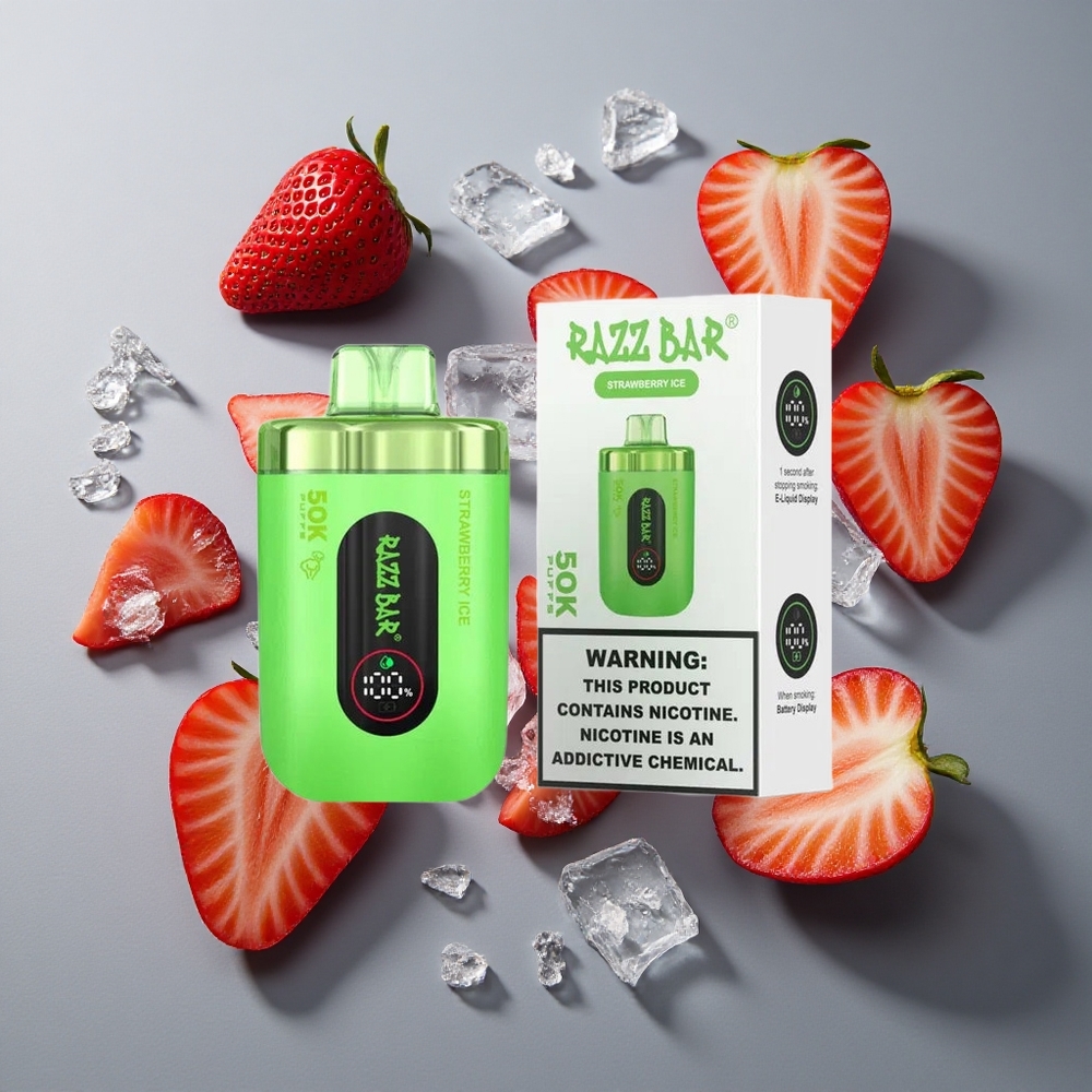 Jordgubb Is & Razz Bar 50K Puffs Engångsvape upp till 50000 Puffs vape wholesale Sweden Type-C Laddbar