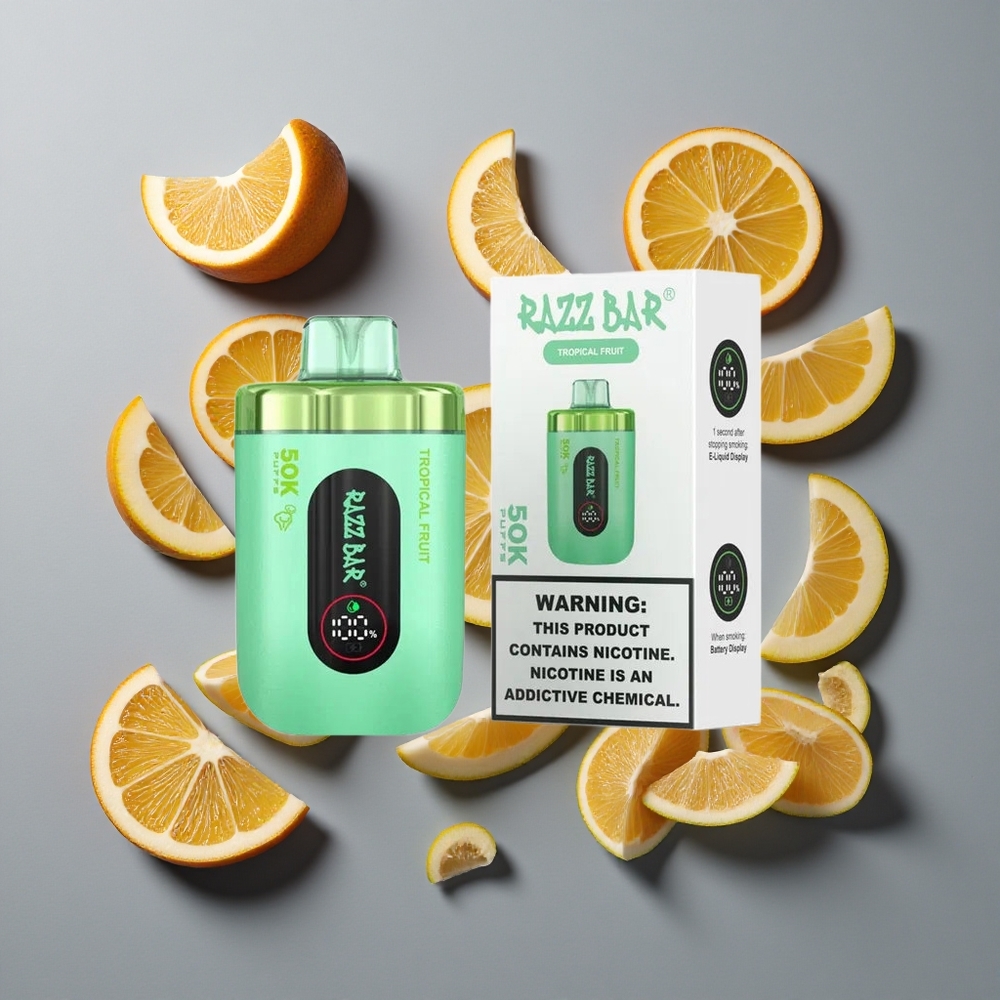Tropisk Frukt & Razz Bar 50K Puffs Engångsvape upp till 50000 Puffs vape wholesale Sweden Typ-C Laddbar