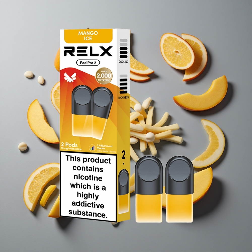 Mangois RELX Pod Pro 2 600 Puffs vape wholesale Sweden Nikotinhalt: 1,8% Kapacitet: 1,9ml